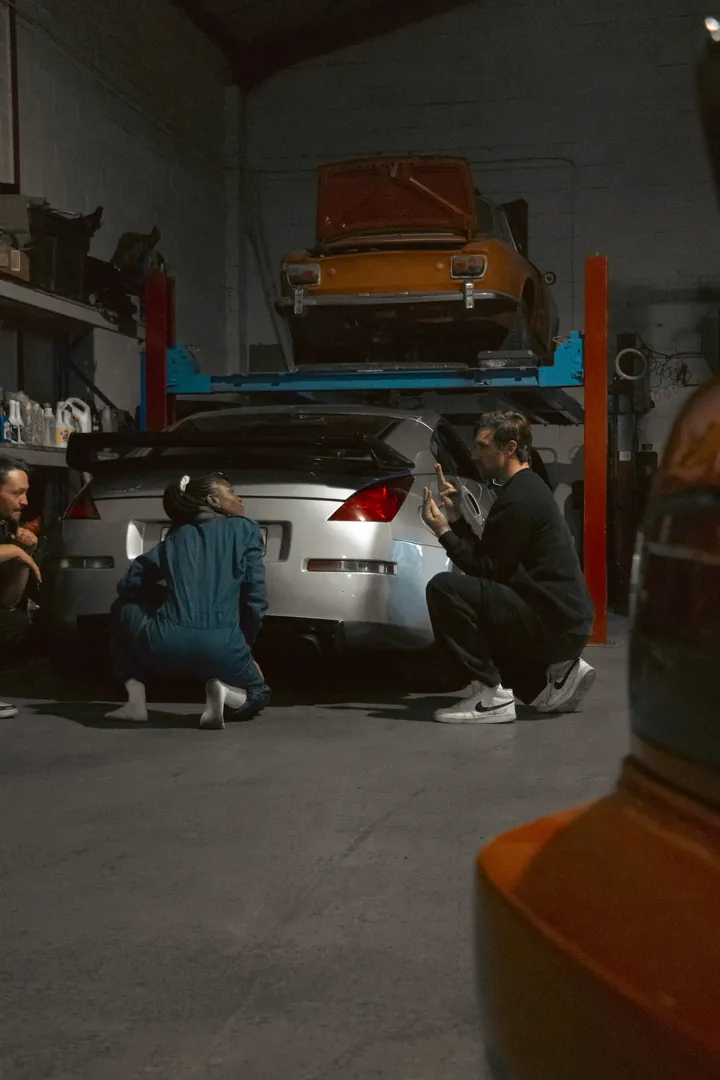 Shooting the car in the workshop