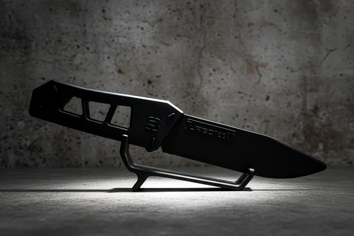 Turbotec Omniblade training knife in Tactical Black POWERFLEX